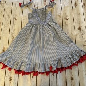 Cheeky plum blue striped sundress guc for tassels 10y
